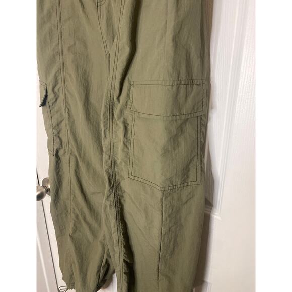 Love Tree Size Green Parachute Cargo Pants Drawstring Hem High Rise Size Medium - Picture 3 of 10